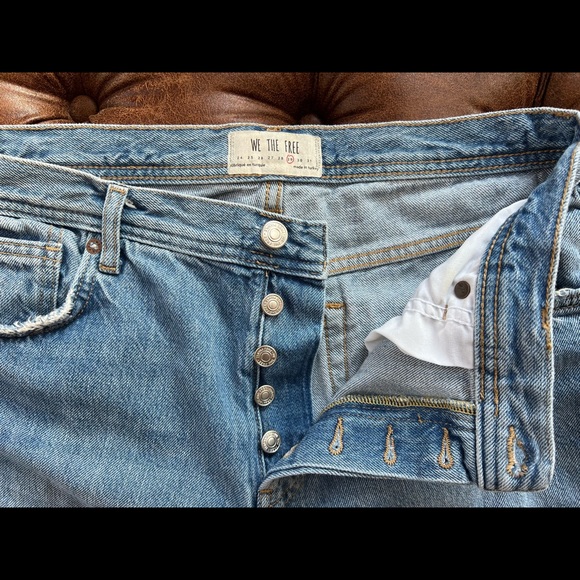Free People We the Free Maggie Mid-Rise Straight-Leg Jeans Ripped Frayed 29 - Picture 4 of 14